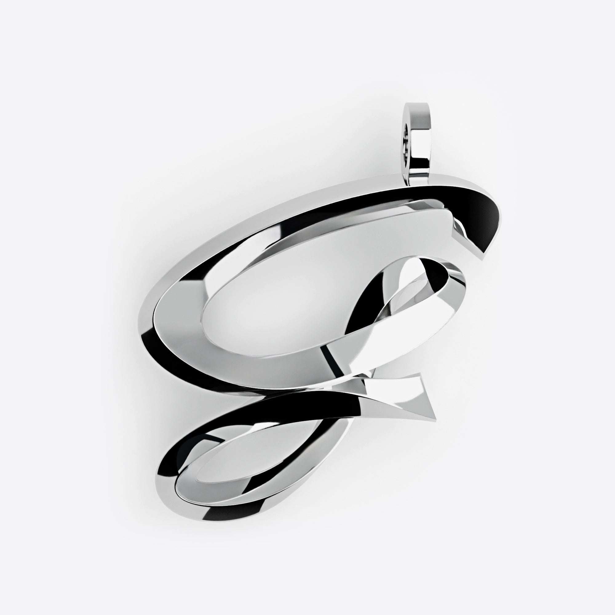 Sterling silver initials pendant necklace with 3D script design and 16-inch chain