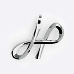Sterling silver initials pendant necklace with three-dimensional script letter design