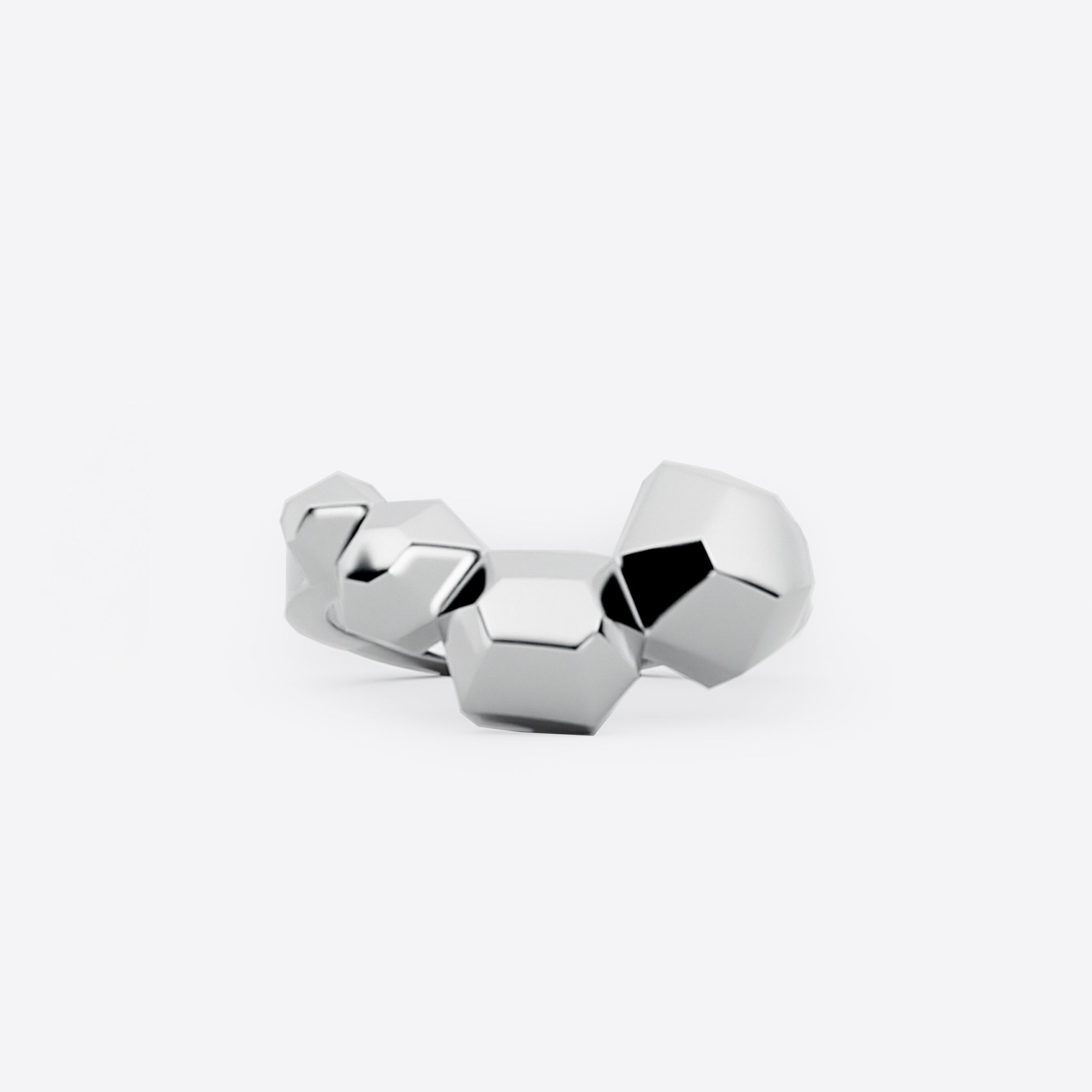 Hexa Ring- Base sterling silver geometric hexagonal design ring with polished facets