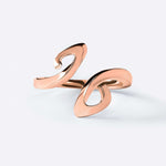 Rose gold Hydra Duo ring with double-looped open design on white background