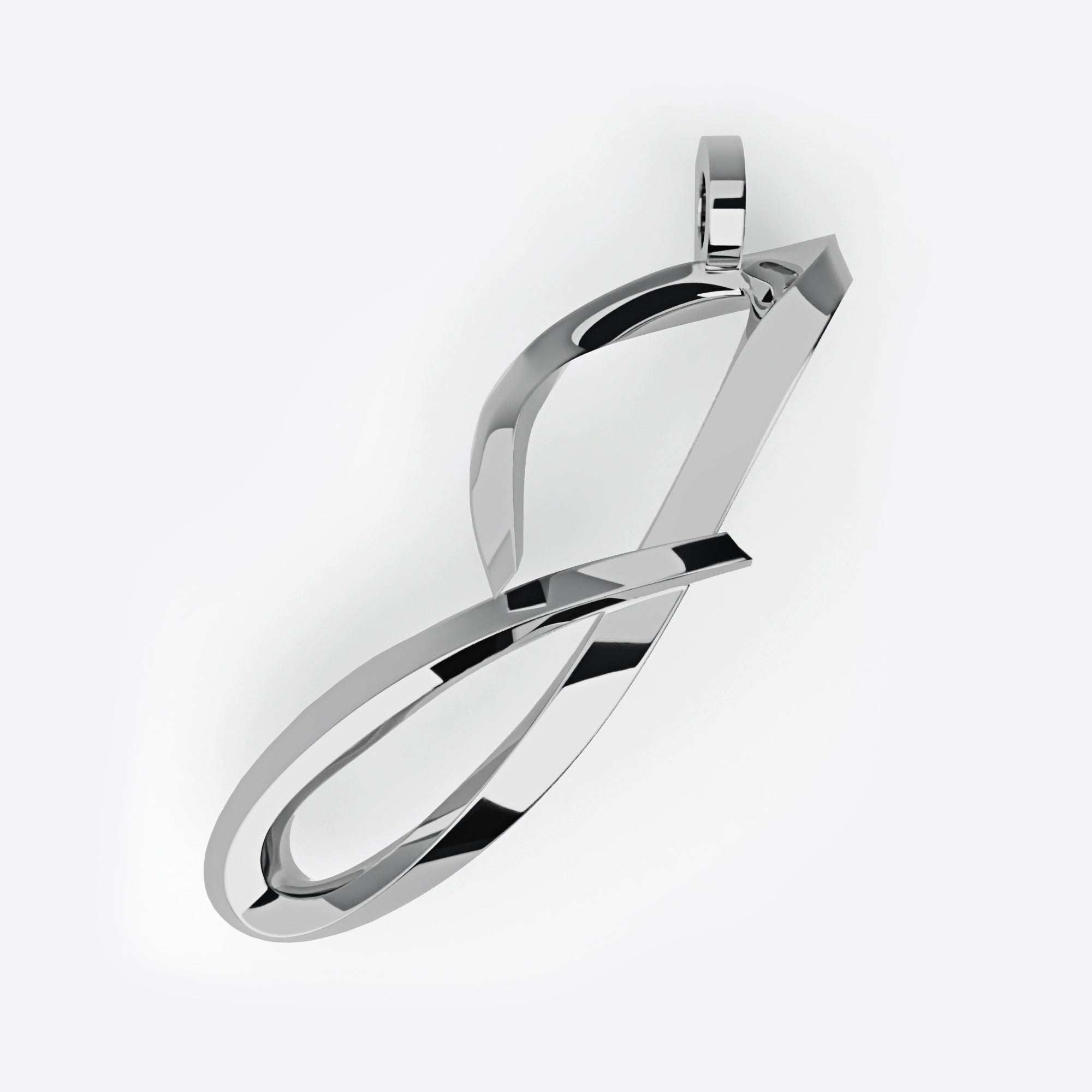 Sterling silver initials pendant necklace with three-dimensional script letter and 16-inch chain