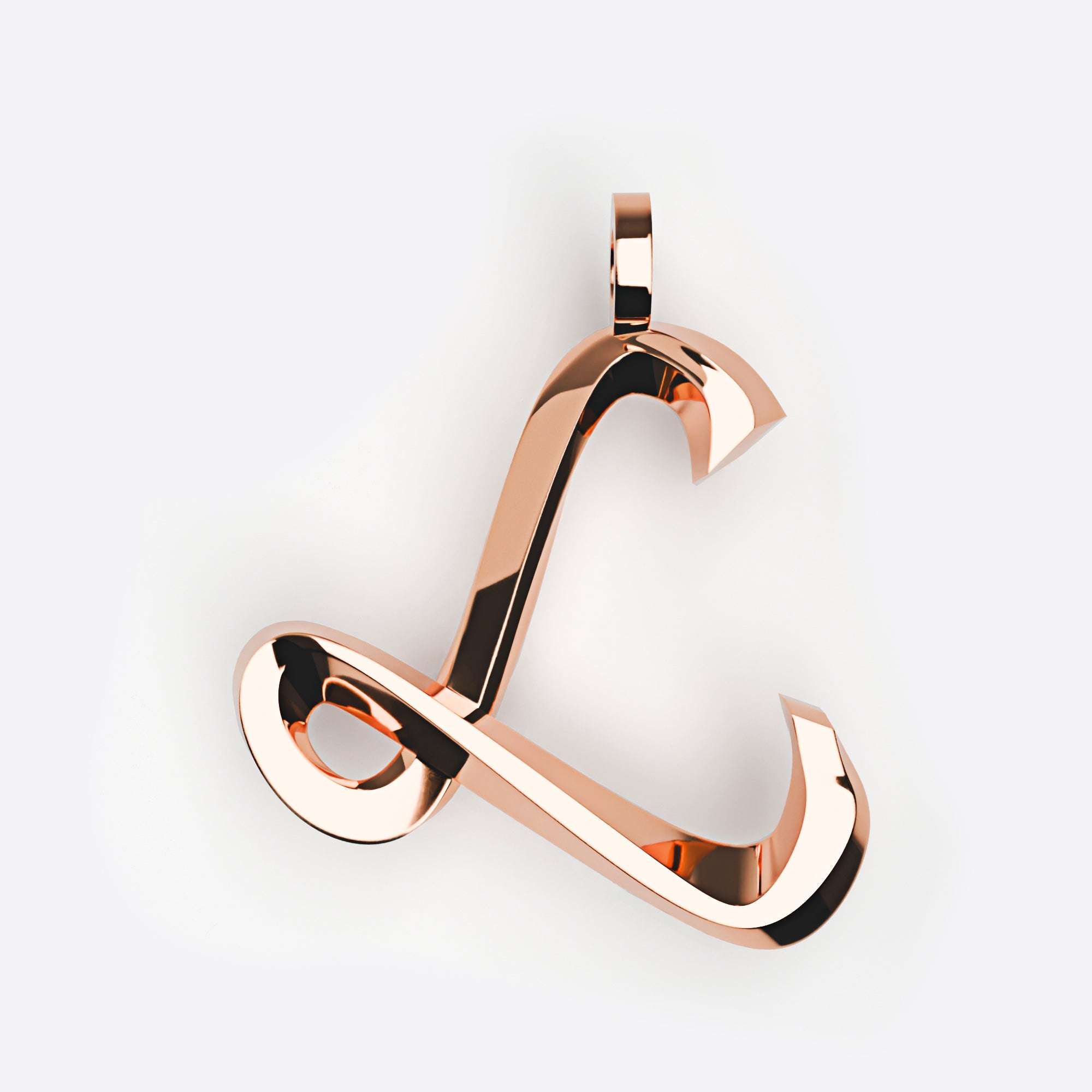 Rose gold initials pendant necklace with elegant script design and 16-inch chain