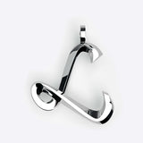 Sterling silver initials pendant necklace with script letter L and precision edge detailing
