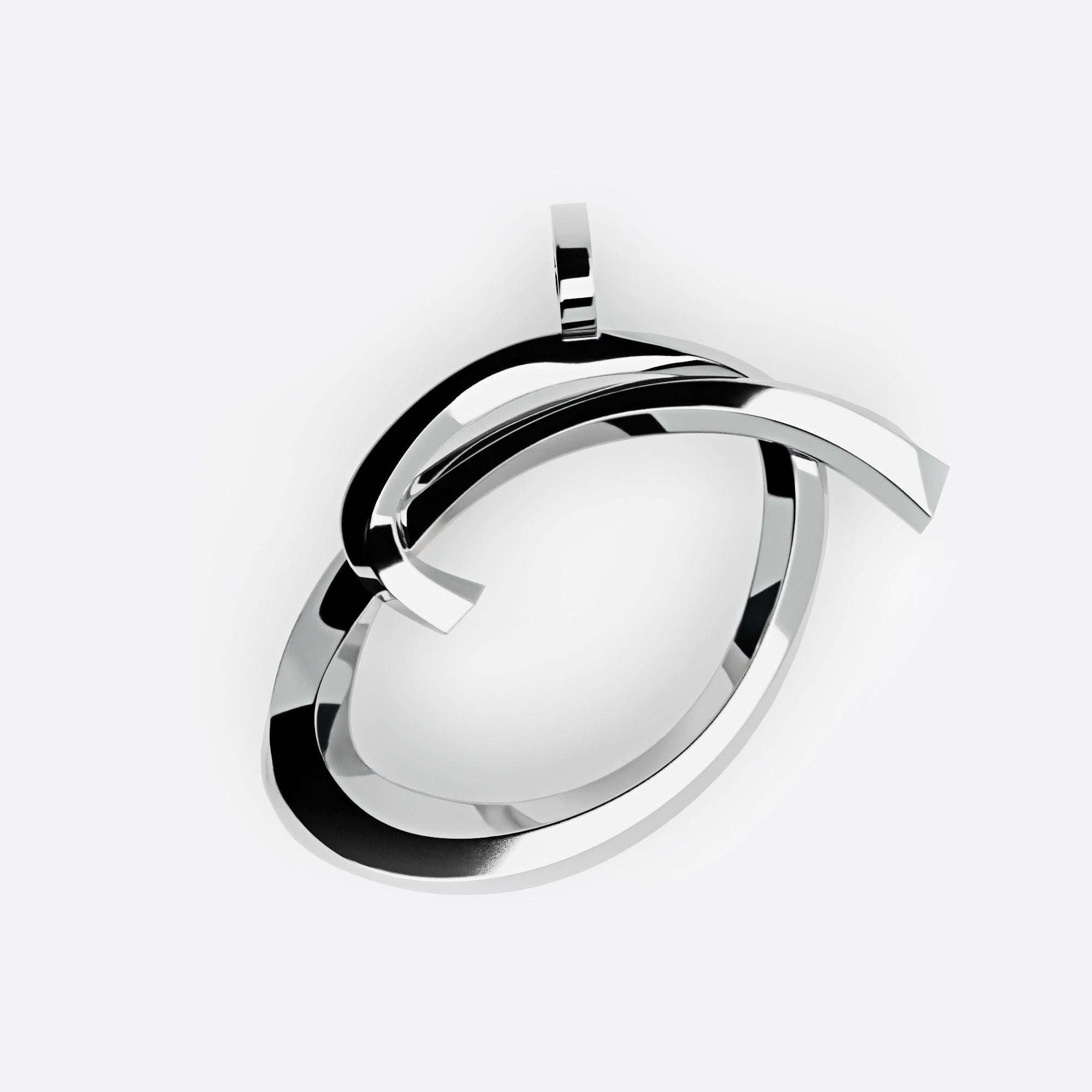 Sterling silver initials pendant with three-dimensional script design and polished finish