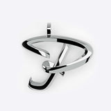Sterling silver 3D script letter J initials pendant necklace with precision edge detailing