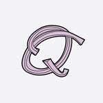 LACE Heat-Press Sticker letter Q in violet color with signature design