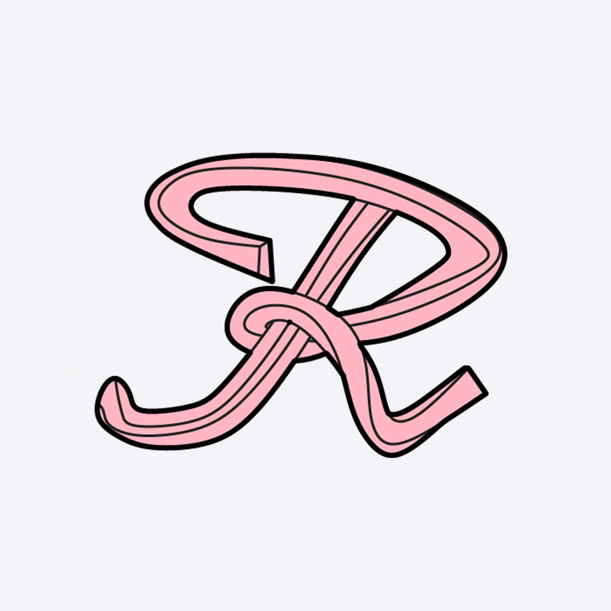 Pink LACE Heat-Press Sticker in letter R design for custom tote bags