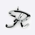 Sterling silver initials pendant necklace with 3D script letter R and precision edge detailing