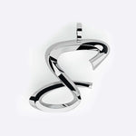 Sterling silver initials pendant necklace with 3D script and precision edge detailing