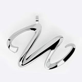 Sterling silver initials pendant necklace with elegant script design and precision edge detailing