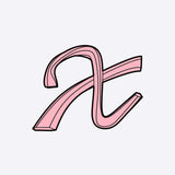 Pink LACE Heat-Press Sticker letter X with unique petal-inspired design
