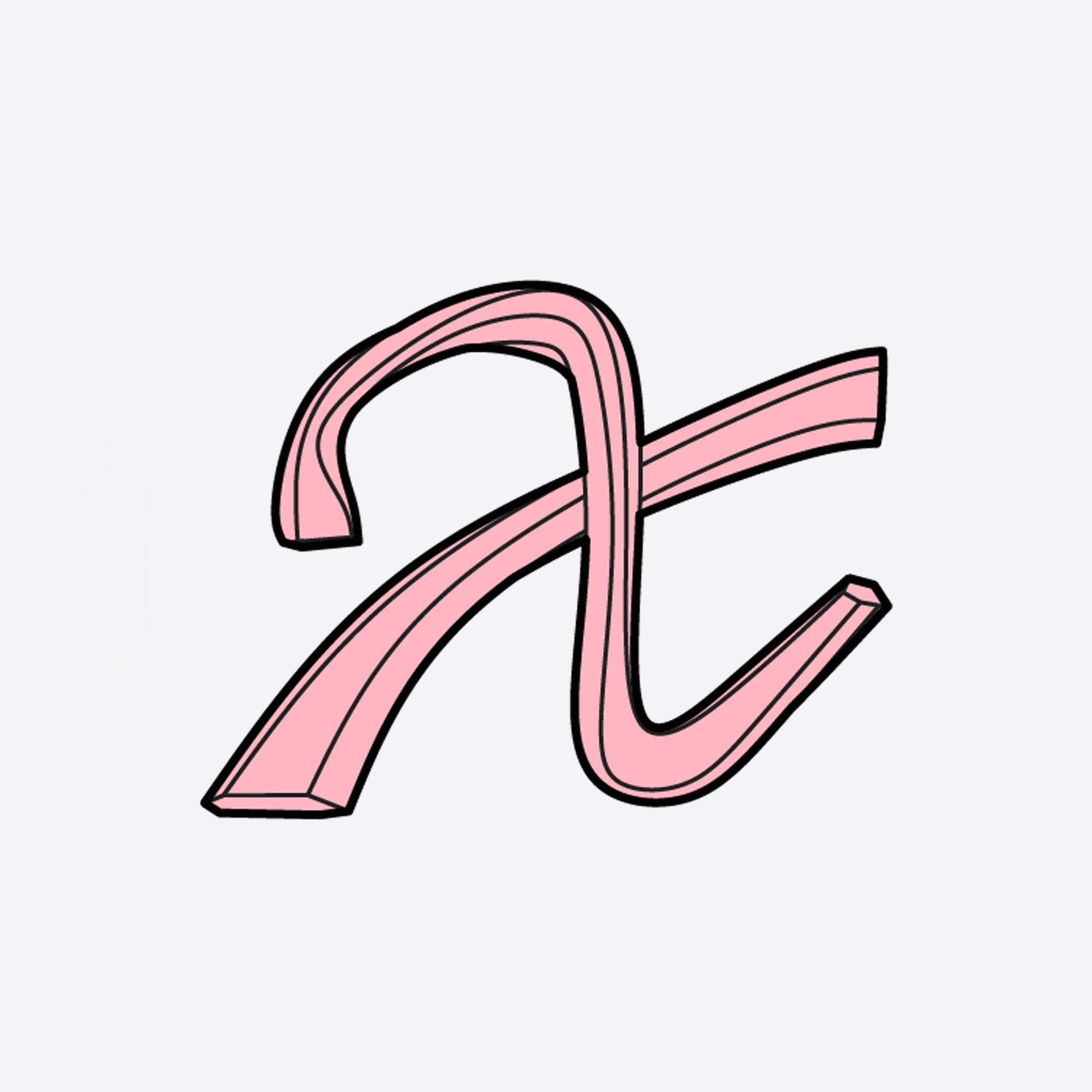 Pink LACE Heat-Press Sticker letter X with unique petal-inspired design