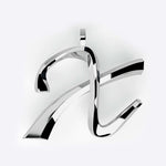 Sterling silver initials pendant with polished three-dimensional script design