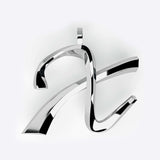 Sterling silver initials pendant with polished three-dimensional script design