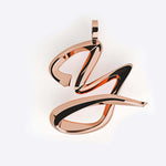 Rose gold Initials Pendant with sculpted three-dimensional letter design