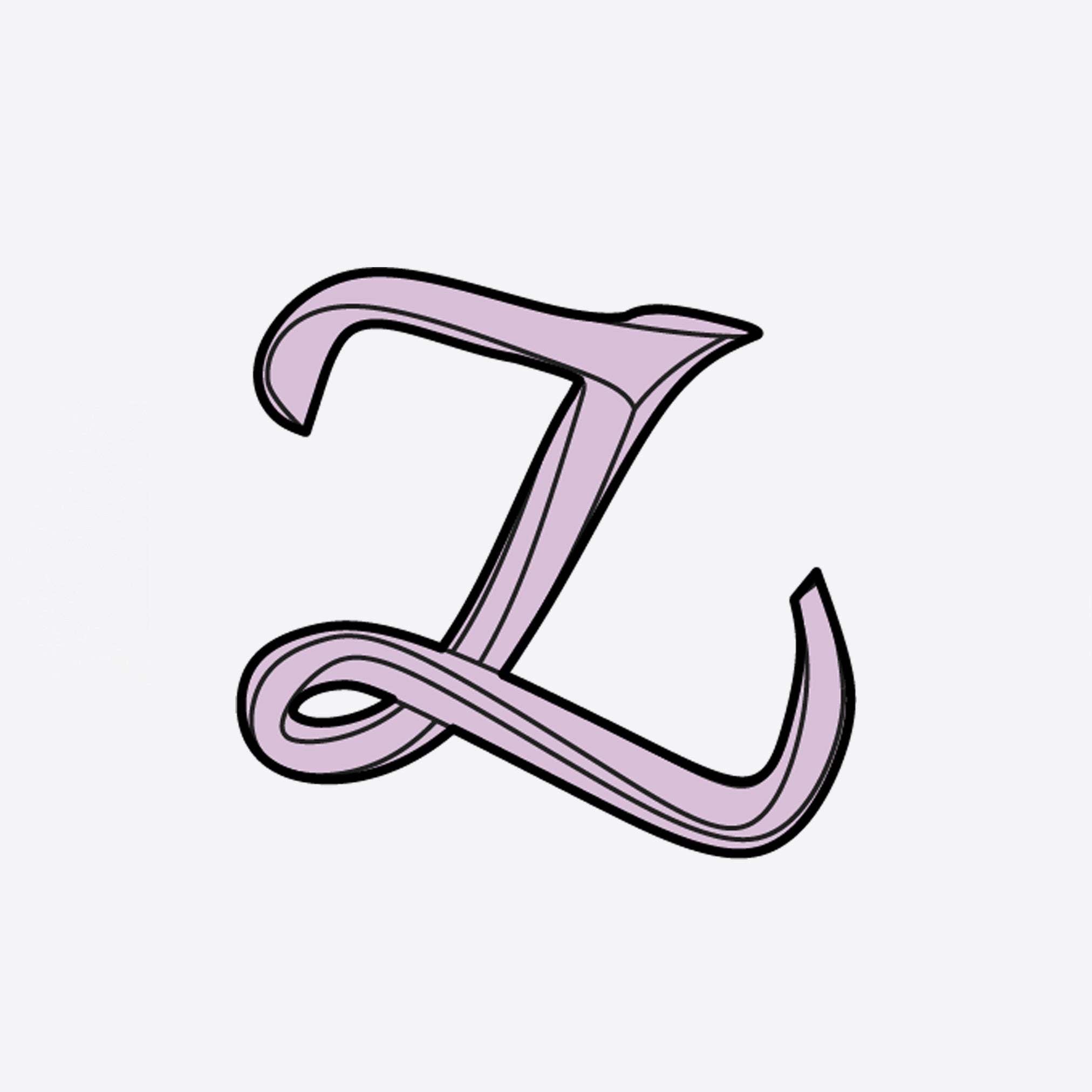 LACE Heat-Press Sticker letter Z in pink-purple gradient with decorative design for tote customization