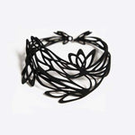 Black Florens Necklace with organic floral 3D printed TPU choker design