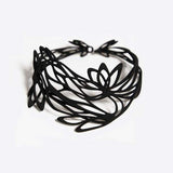 Black Florens Necklace with organic floral 3D printed TPU choker design