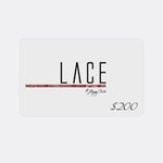 LACE by Jenny Wu $200 gift card with elegant logo design on white background