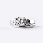 Iris Diamond Ring with 0.5 carat round lab-grown diamond and drapery-inspired design in polished metal band