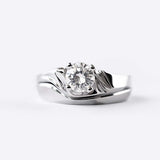 Iris Diamond Ring with 0.5 carat round lab-grown diamond and drapery-inspired design in polished metal band