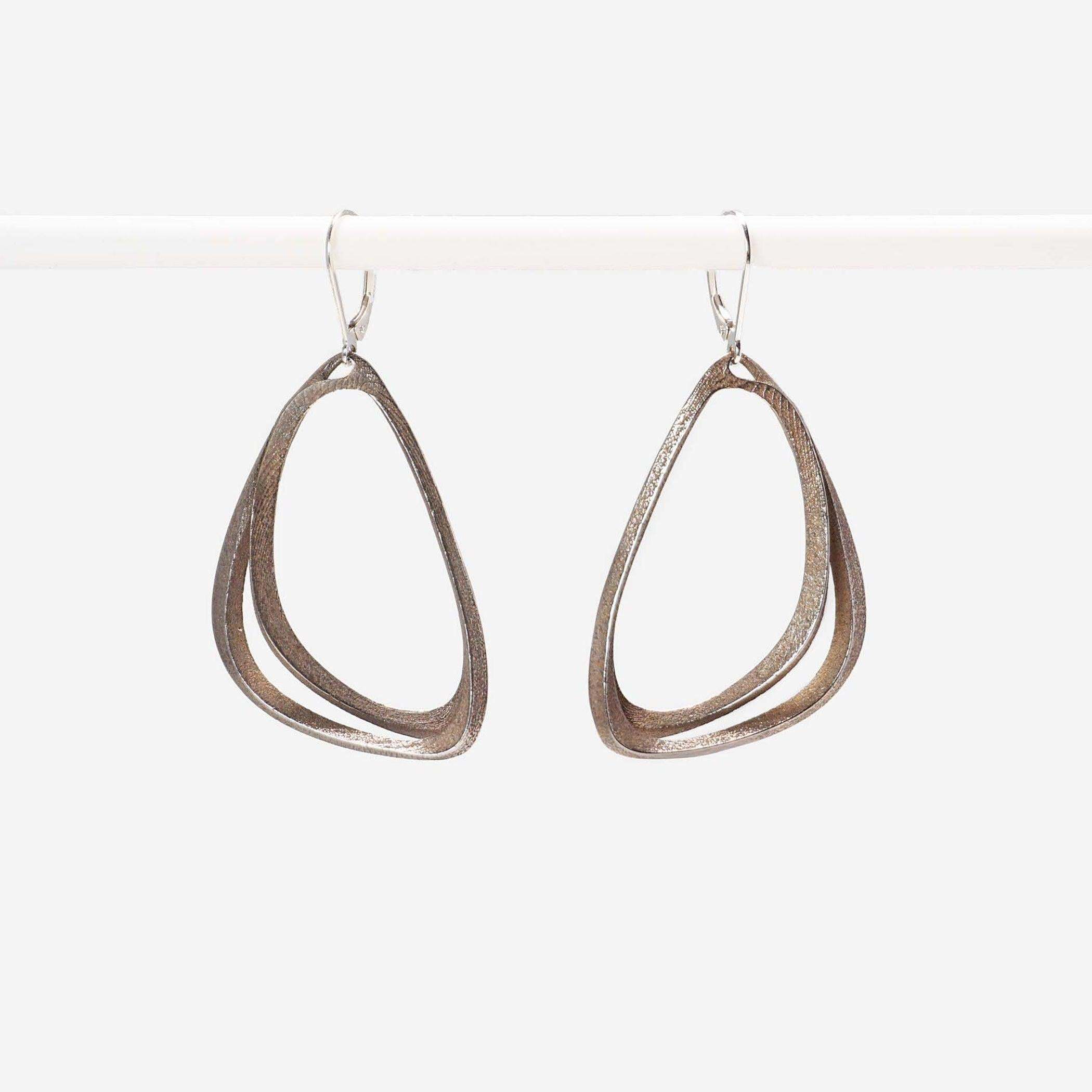 Aura Steel stainless steel earrings with two slightly angled overlapping loops for everyday wear