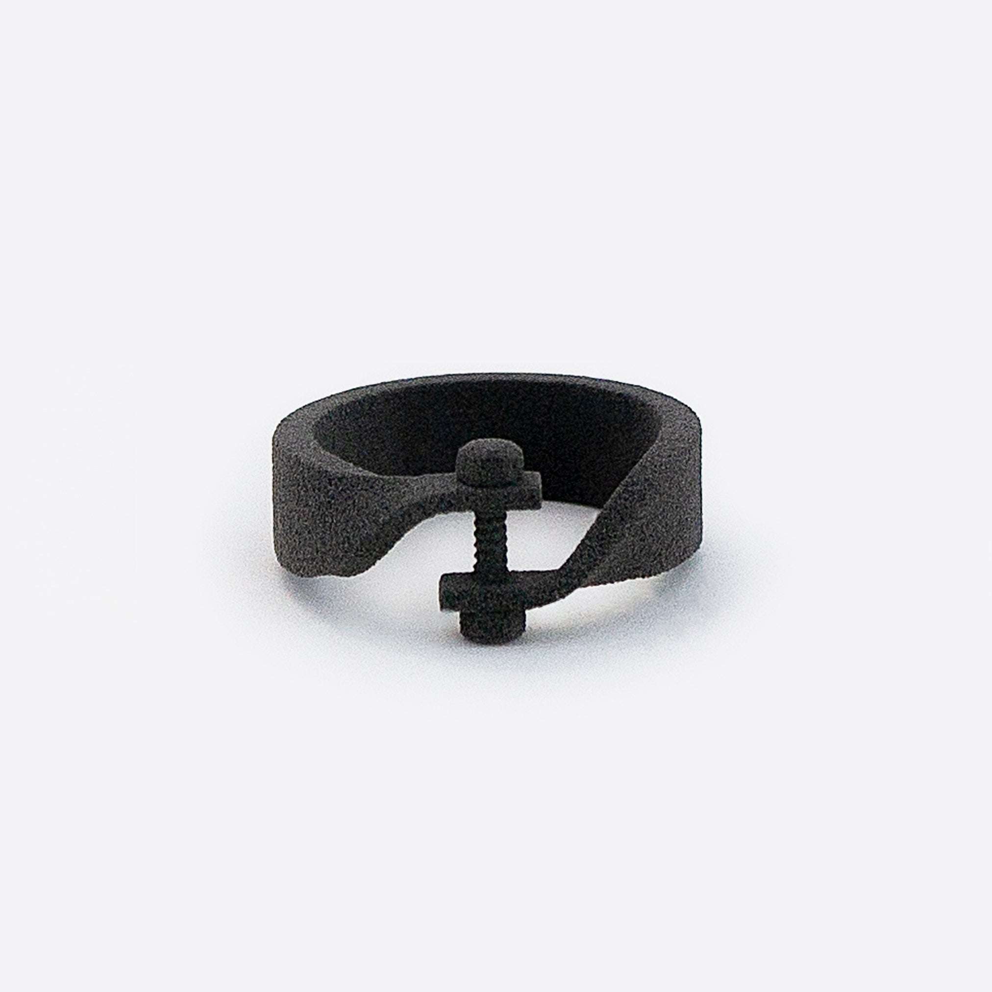 Gray nylon Machina X sample ring with adjustable machined design