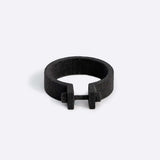gray nylon Machina Q Sample Ring with adjustable machined design, 3D-printed men's jewelry piece