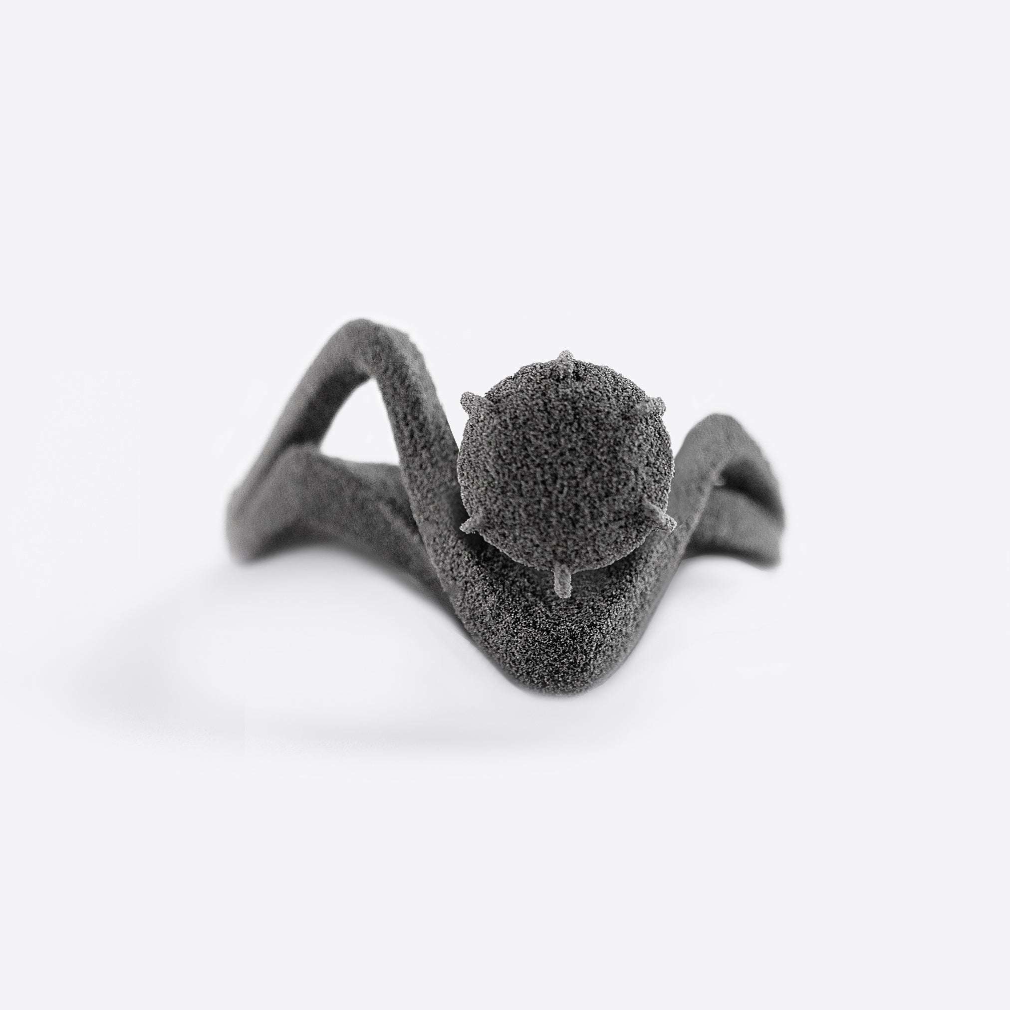 Rhea sample engagement ring gray nylon with unique asymmetrical curve design