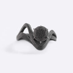 Rhea sample engagement ring gray nylon with unique asymmetrical curve design