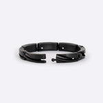 Black 3D printed Link Bracelet with ball joint chain design on white background