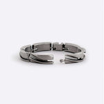 Modern link bracelet with ball joint connections in matte stainless steel, adjustable unisex design