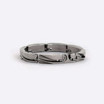 Modern unisex stainless steel link bracelet with unique ball joint connections and adjustable links