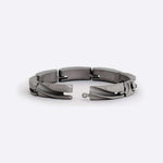 Modern link bracelet with ball joint connections in matte stainless steel