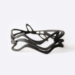 Black Legato NecklaceChoker with twisting, stacking curves and precision edges, 3D printed in flexible TPU polymer.