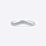 Lyra Ring platinum curved band with diamonds, elegant minimal design, 3D printed precision jewelry