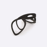 Gray nylon Mobius Sample Ring with elliptical petal design, lightweight and flexible.