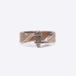 Machina X men's adjustable stainless steel and bronze ring with industrial screw design
