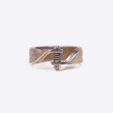 Machina X men's adjustable stainless steel and bronze ring with industrial screw design