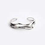 Allegro Cuff sterling silver twisted stacking bracelet with precision edge detailing