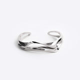 Allegro Cuff sterling silver twisted stacking bracelet with precision edge detailing