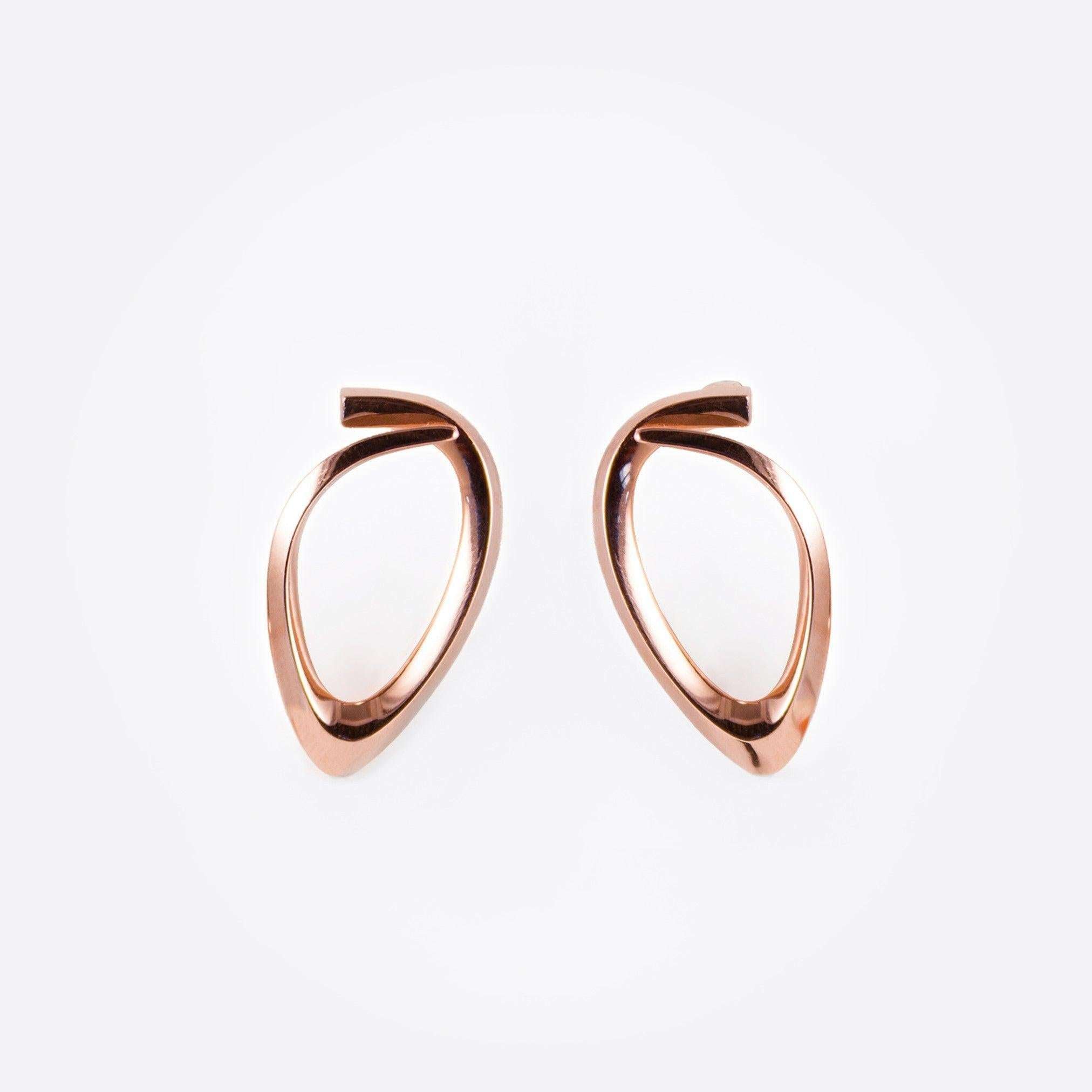 Rose gold Ansa earring design with delicate discontinuous loop stud pair