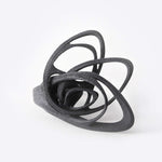 Black polished Papilio Nylon Ring with bold, elliptical petal design and intricate detailing