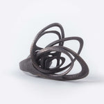 Papilio Steel Ring bold design with elliptical petals in gray steel