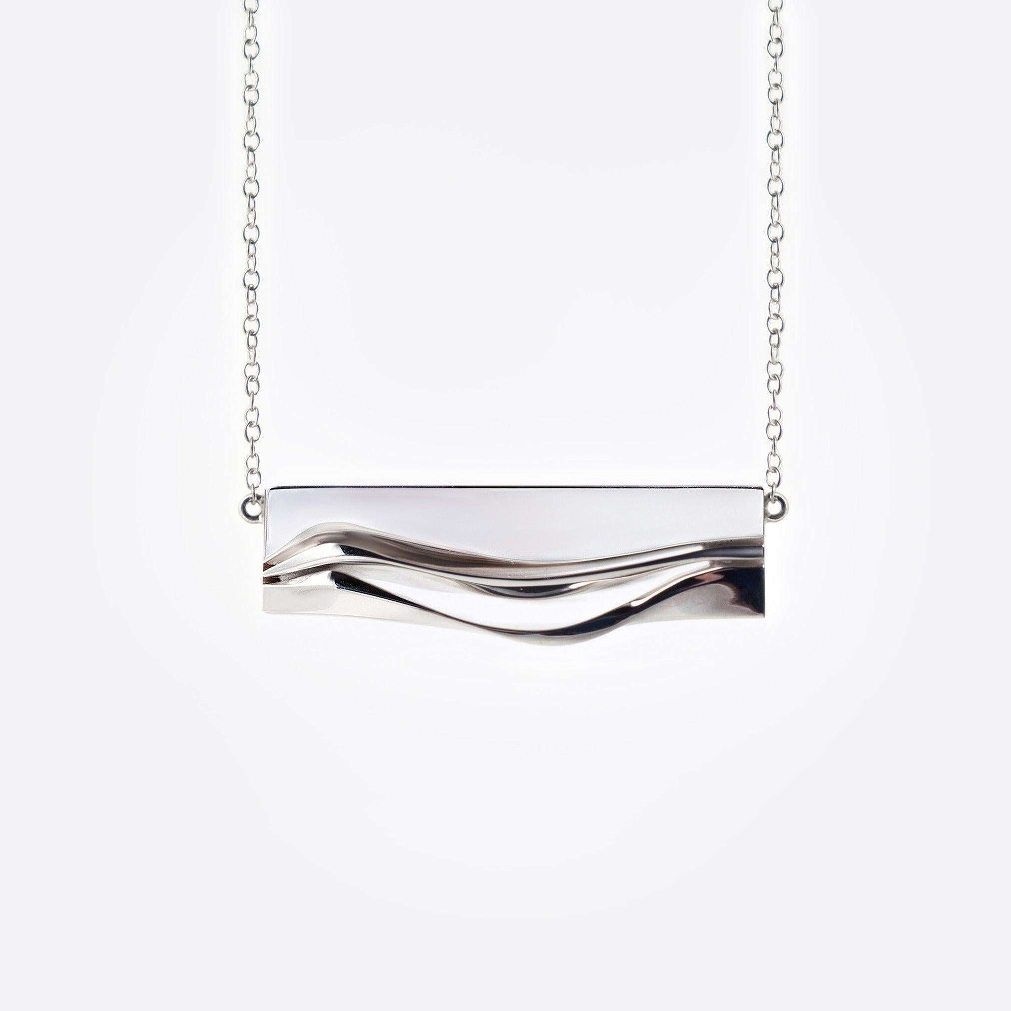 Adagio Velum Set sterling silver pendant with rippling curves on chain