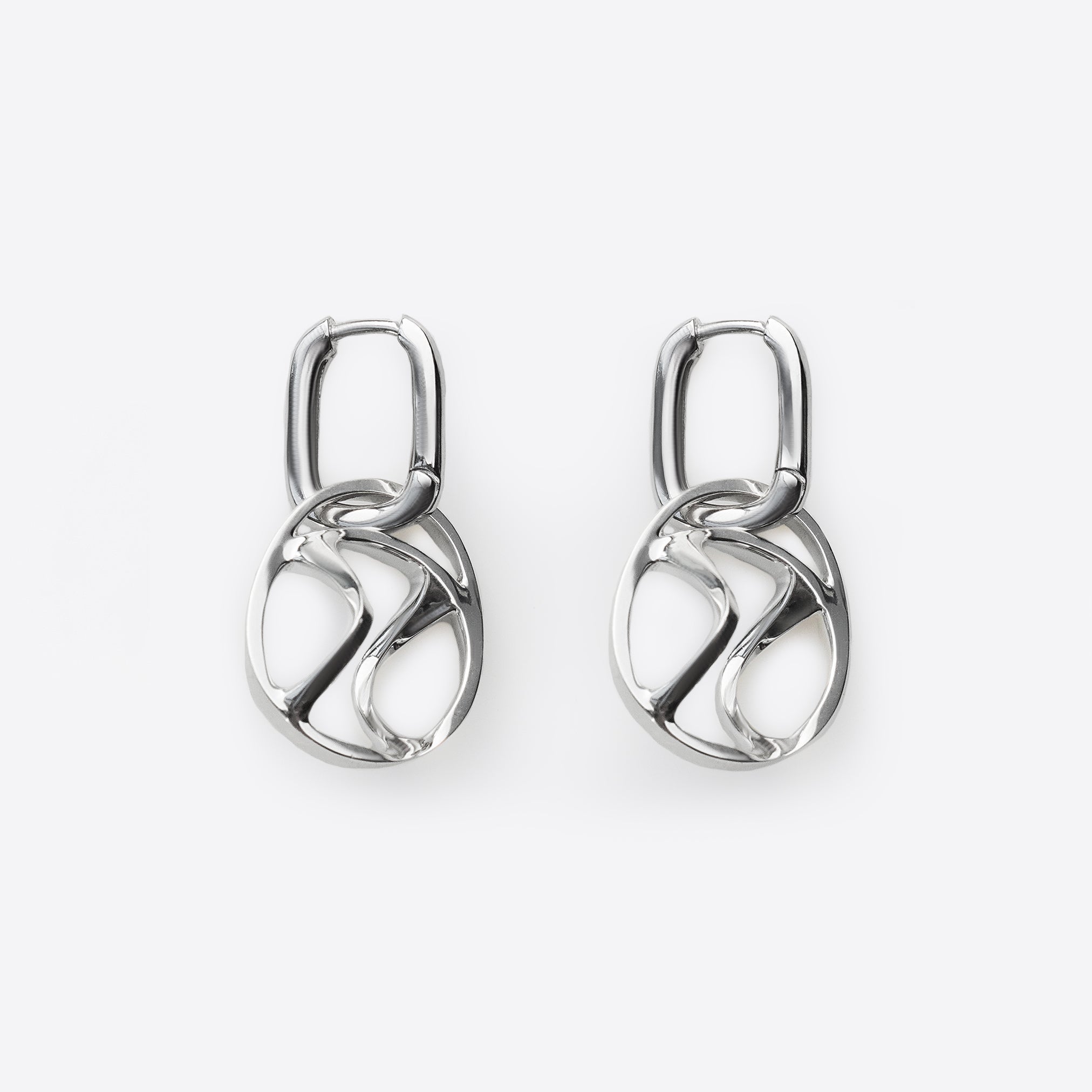 Sterling silver baseball earrings with modern abstract design and detachable charms