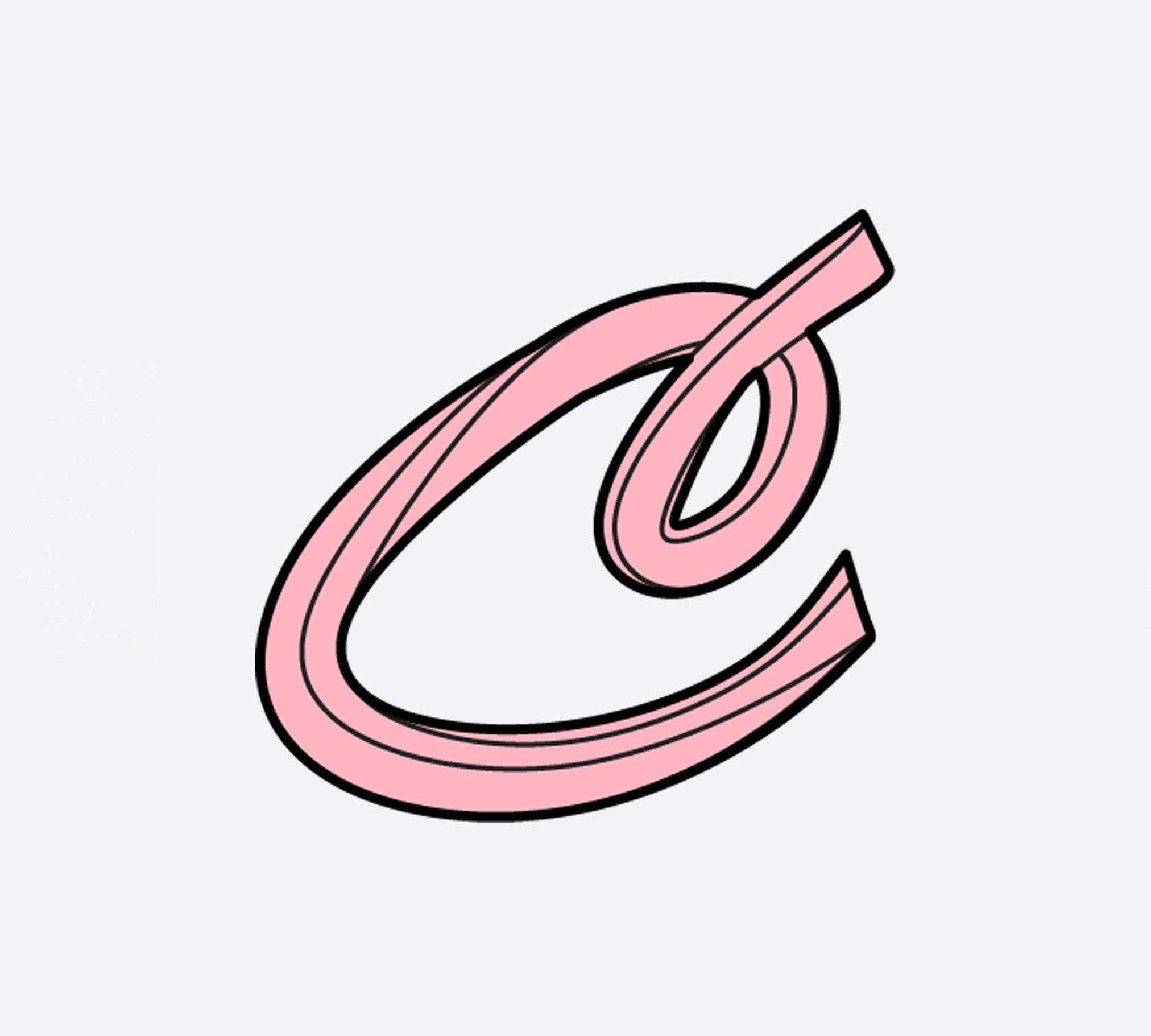 Pink LACE Heat-Press Sticker shaped like the letter C for customizing tote bags