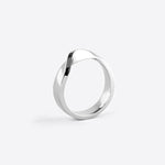 Sterling silver Amor Amos Light Set twisting band stackable ring with precision edge detailing
