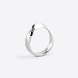 Sterling silver Amor Amos Light Set twisting band stackable ring with precision edge detailing