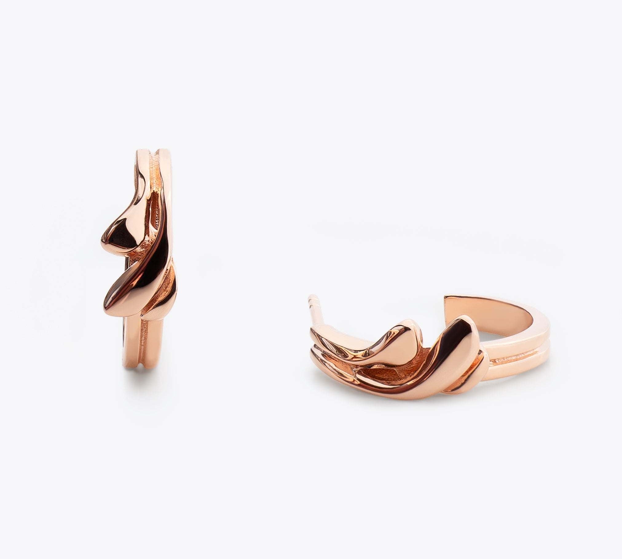 Calyx Mini Hoop earrings in 18K rose gold vermeil with layered petal design, 0.625" diameter, delicate and elegant.